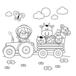 Tractor (Transportation) coloring page #172583 to print and color